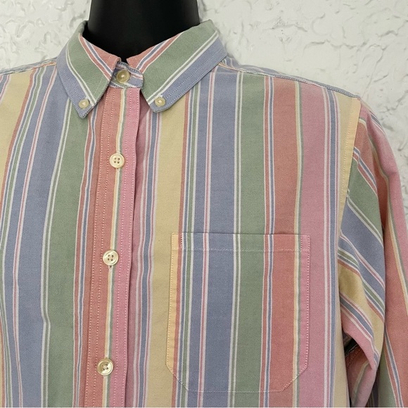 L.L. Bean Pastel Striped Button Down Medium - Picture 3 of 6